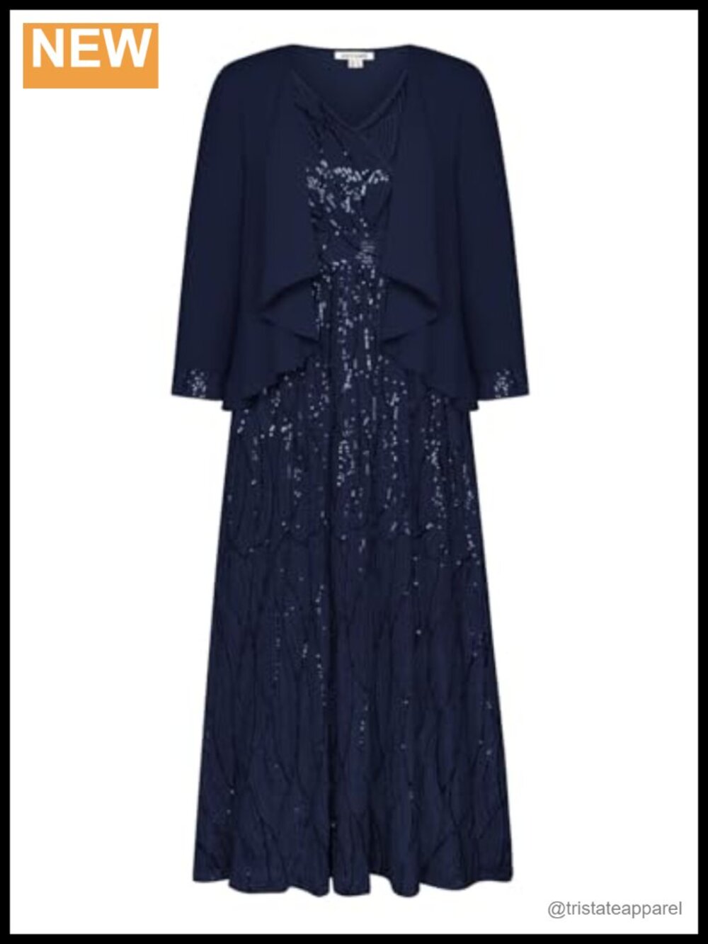 Two Piece Sequin Dress with Chiffon Jacket Set